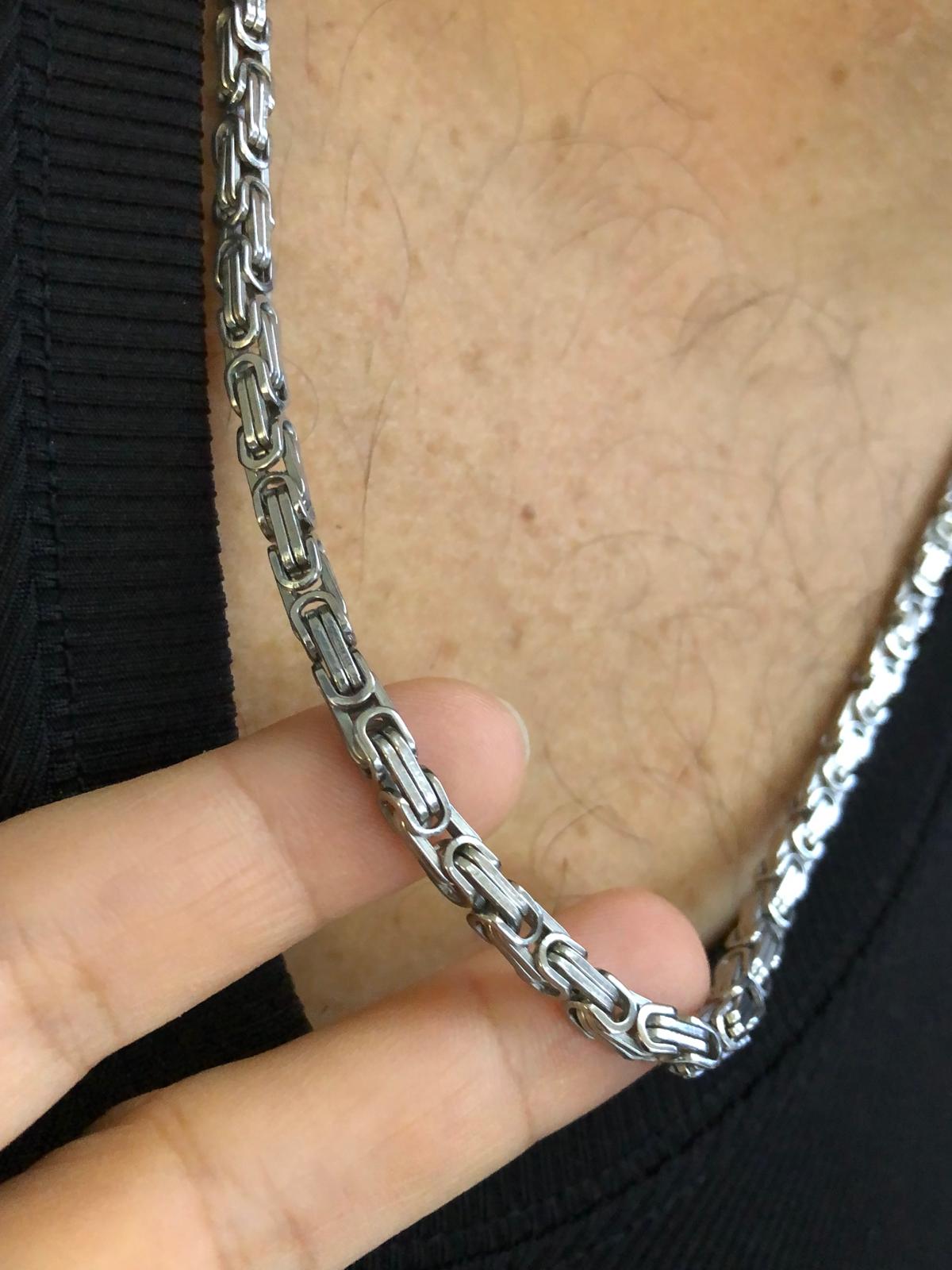 4.5mm Kral Erkek Çelik Beyaz Kolye • Işıklı Kutuda • Sevgiliye • Eşe • Babaya Kolye