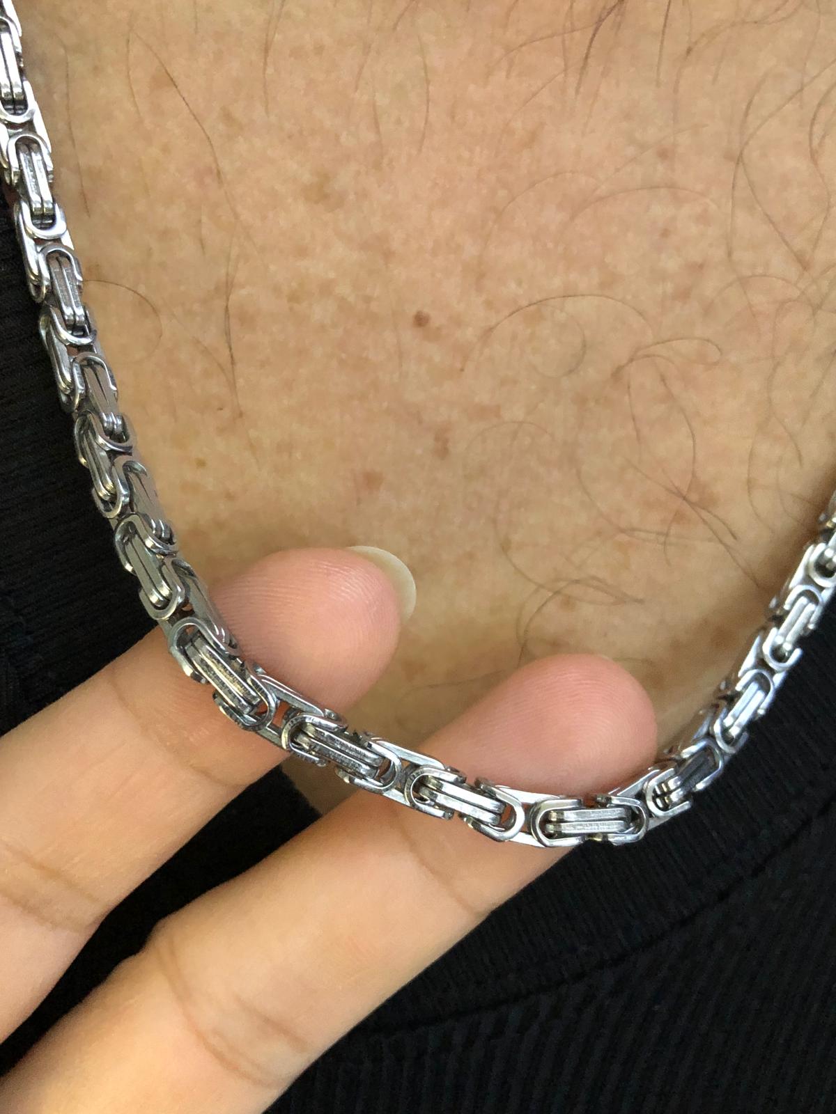 4.5mm Kral Erkek Çelik Beyaz Kolye • Işıklı Kutuda • Sevgiliye • Eşe • Babaya Kolye
