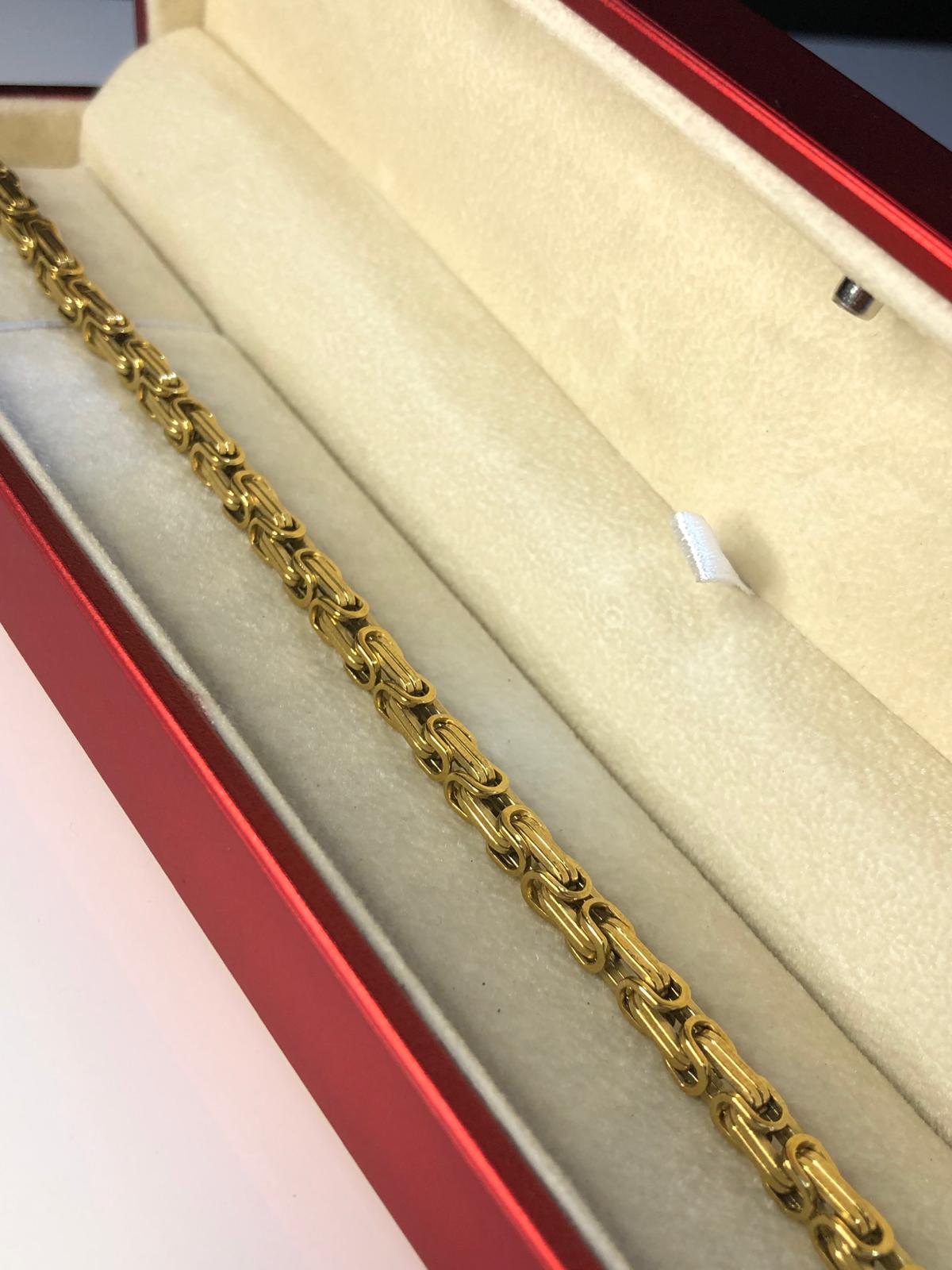 4.5mm Sarı Altın Kral Erkek Çelik Bileklik • Işıklı Kutuda • Sevgiliye • Eşe • Babaya Bileklik