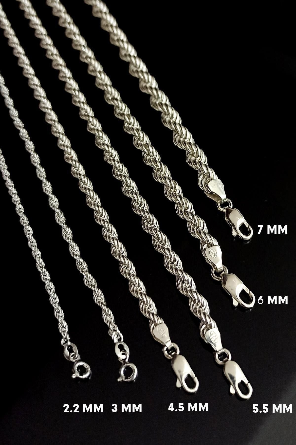 Vog 3mm Burma Model Halat Zincir 925 Ayar Unisex Gümüş Kolye