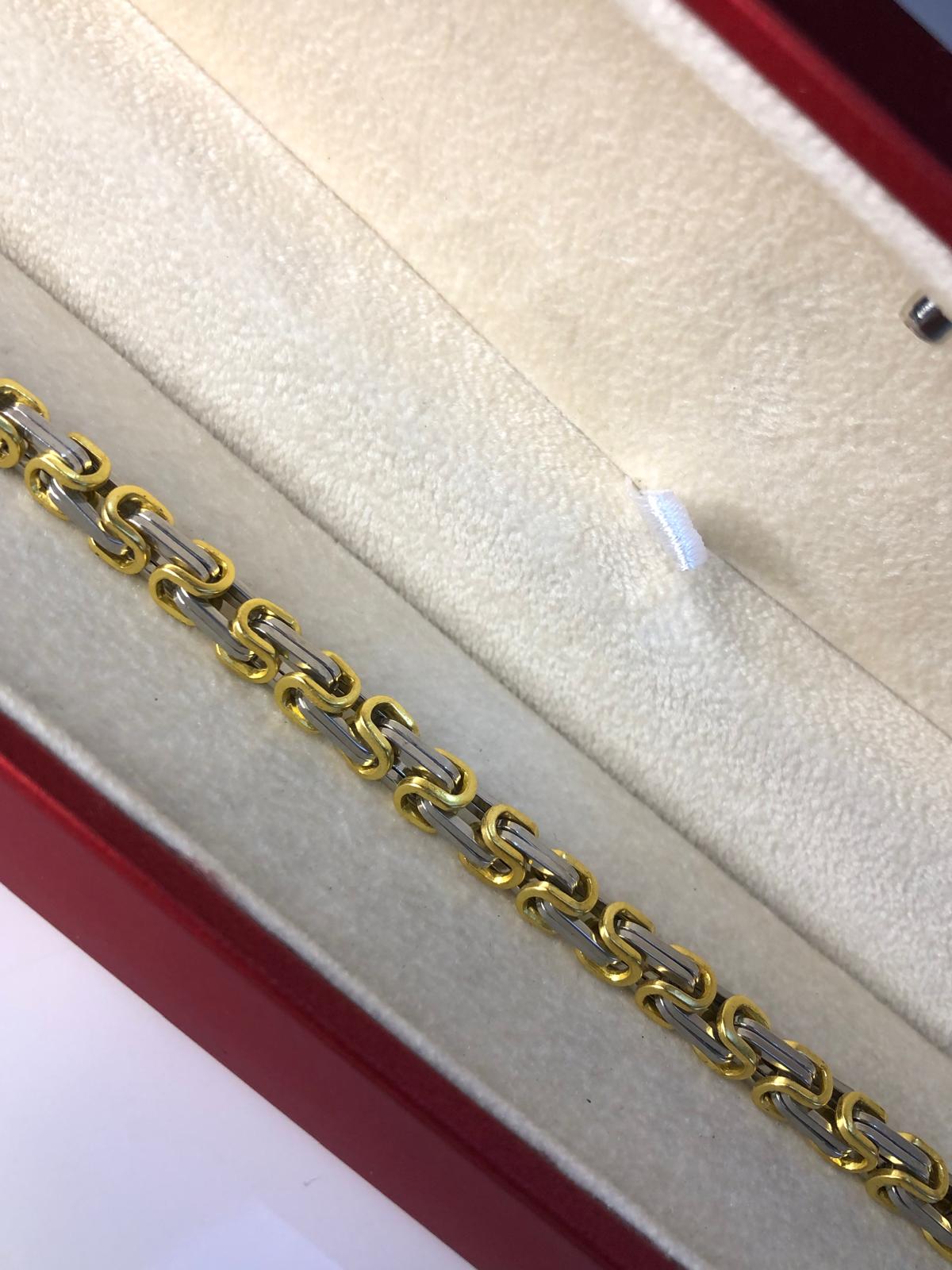 5mm Kral Erkek Çelik Sarı Beyaz Bileklik • Işıklı Kutuda • Sevgiliye • Eşe • Babaya Bileklik 