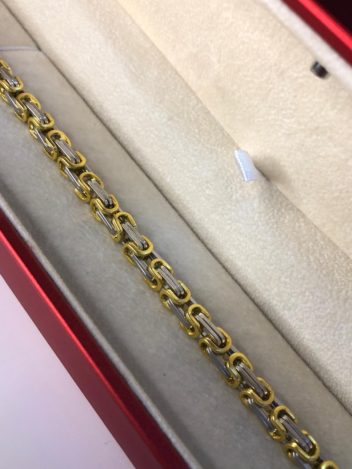 5mm Kral Erkek Çelik Sarı Beyaz Bileklik • Işıklı Kutuda • Sevgiliye • Eşe • Babaya Bileklik 