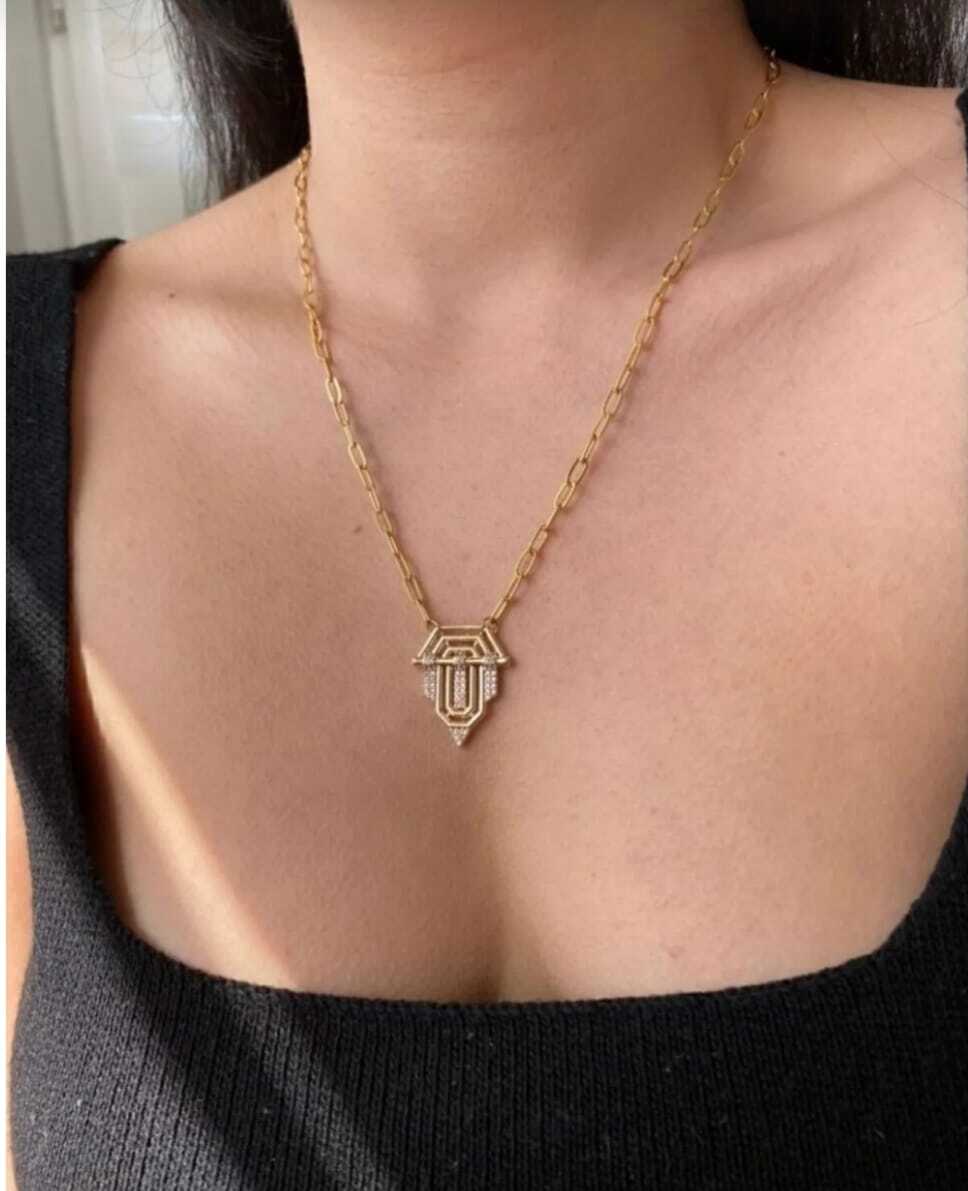 Serenay • Leyla • Altın Tasarım 18 K Altın Kaplama 925 Ayar Gümüş Sevgiliye • Eşe Hediye Kolye 