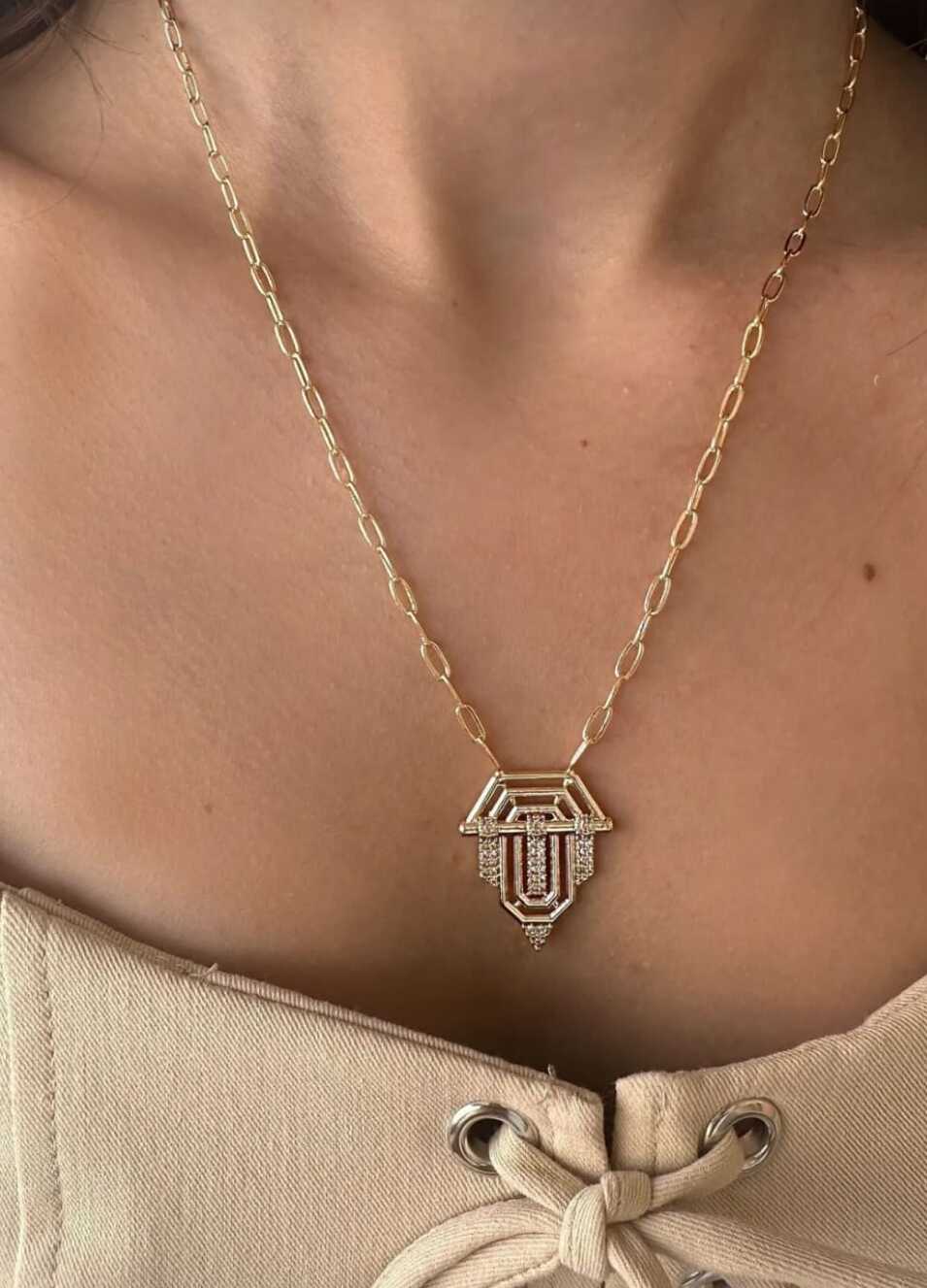 Serenay • Leyla • Altın Tasarım 18 K Altın Kaplama 925 Ayar Gümüş Sevgiliye • Eşe Hediye Kolye 