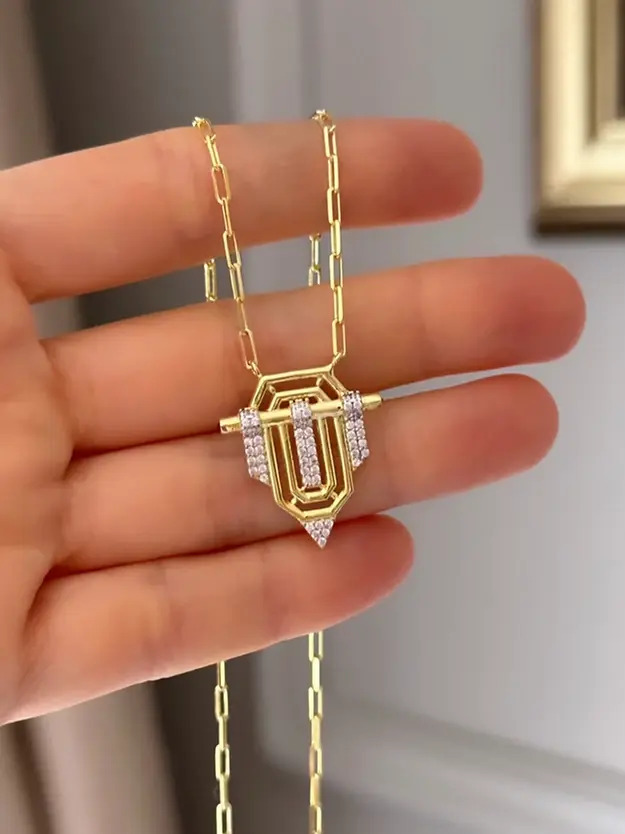 Serenay • Leyla • Altın Tasarım 18 K Altın Kaplama 925 Ayar Gümüş Sevgiliye • Eşe Hediye Kolye 