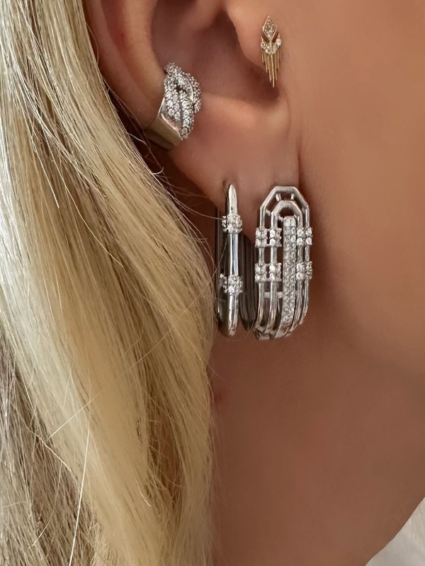 Serenay Secret Küpe • 18 K White Gold Kaplama 925 Ayar Gümüş •Sevgiliye - Eşe - Arkadaşa Hediye Küpe