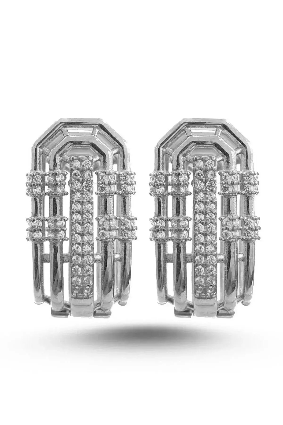 Serenay Secret Küpe • 18 K White Gold Kaplama 925 Ayar Gümüş •Sevgiliye - Eşe - Arkadaşa Hediye Küpe