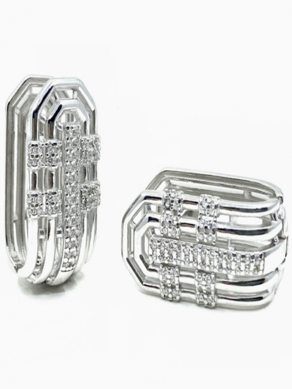 Serenay Secret Küpe • 18 K White Gold Kaplama 925 Ayar Gümüş •Sevgiliye - Eşe - Arkadaşa Hediye Küpe