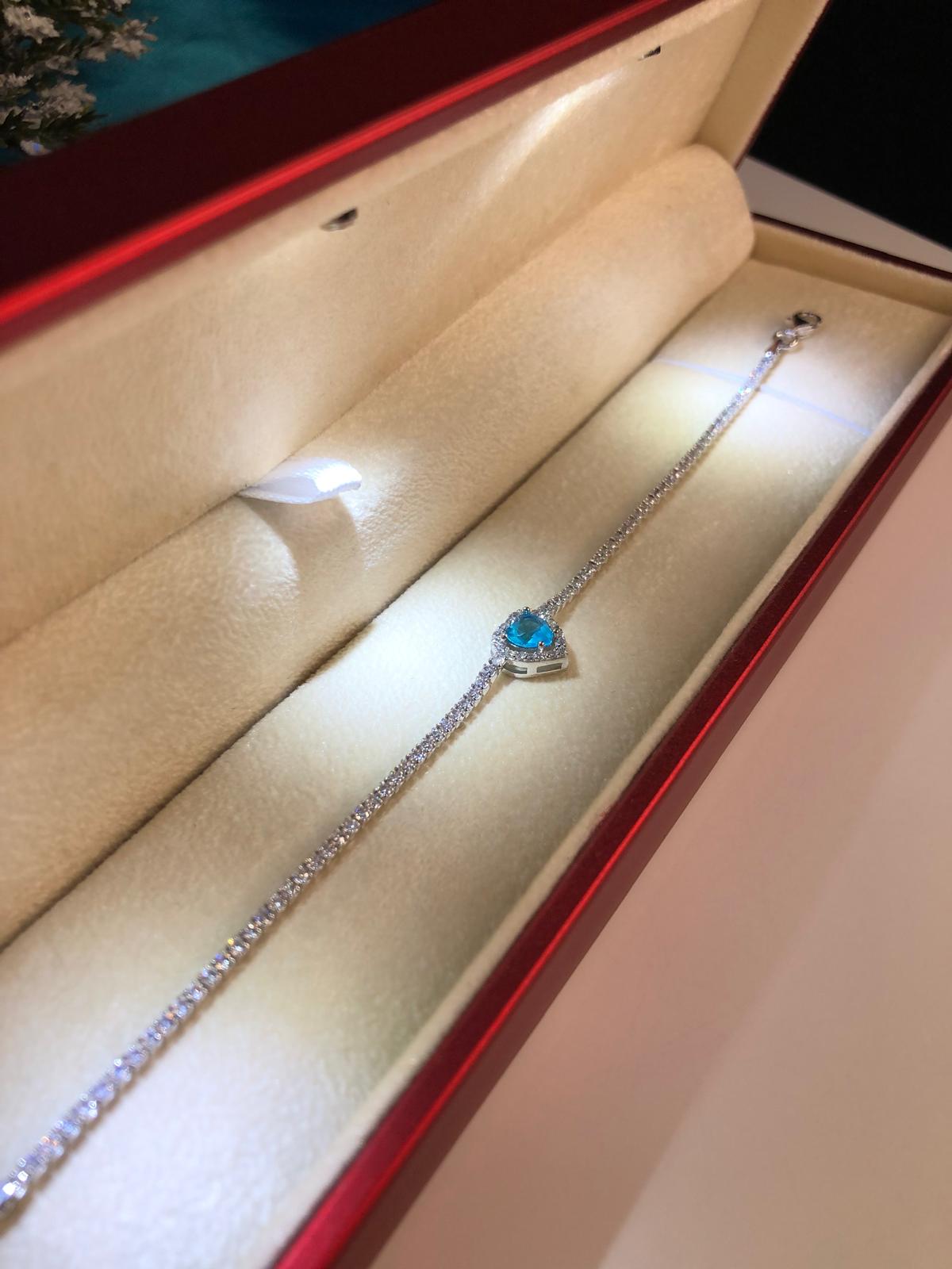 Aqua Kalp Zirconia Taşlı Su Yolu 925 Ayar Gümüş Sevgiliye • Eşe • Anneye • Arkadaşa Hediye Bileklik