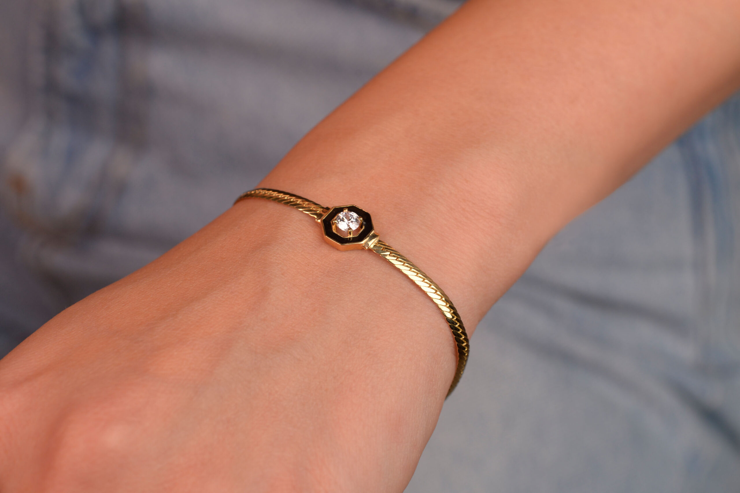 Vog 18 K Gold Kaplama 925 Ayar Gümüş Bileklik • Serenay Sarıkaya Bileklik • Çağla Bileklik