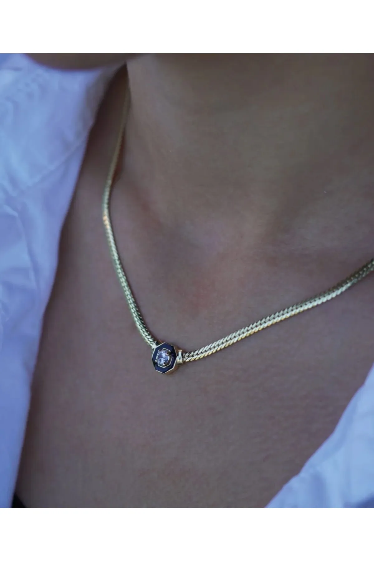 18 K Gold Kaplama 925 Ayar Gümüş Kolye • Serenay Sarıkaya Kolye • Çağla Kolye • Choker Chain