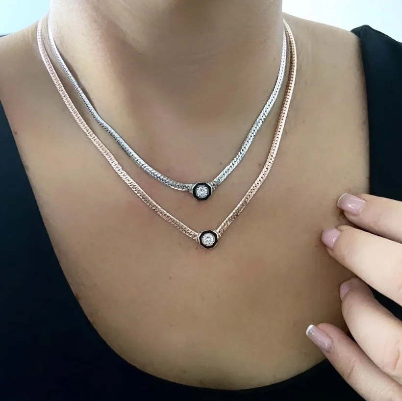 Vog 18 K Gümüş Kaplama 925 Ayar Gümüş Kolye • Serenay Sarıkaya Kolye • Çağla Kolye • Choker Chain