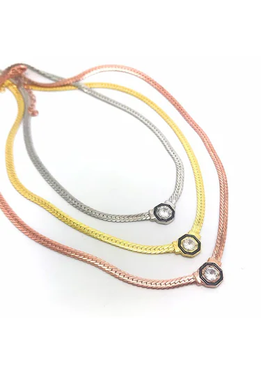 Vog 18 K Gümüş Kaplama 925 Ayar Gümüş Kolye • Serenay Sarıkaya Kolye • Çağla Kolye • Choker Chain