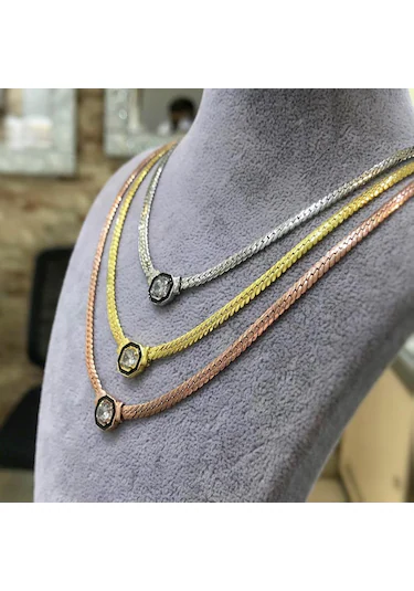 Vog 18 K Gümüş Kaplama 925 Ayar Gümüş Kolye • Serenay Sarıkaya Kolye • Çağla Kolye • Choker Chain