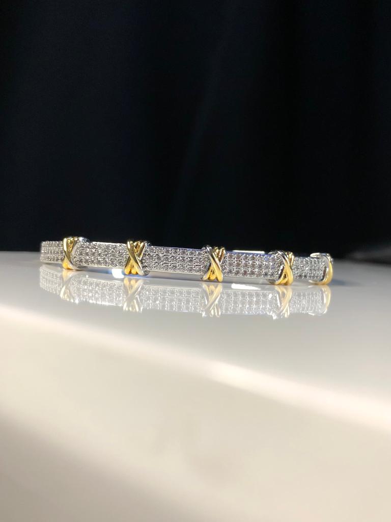  Vog Xuping Tiffany&Co Vip Micro Kaplama Kadın Swarovski Taşlı Çelik Kelepçe Bilezik