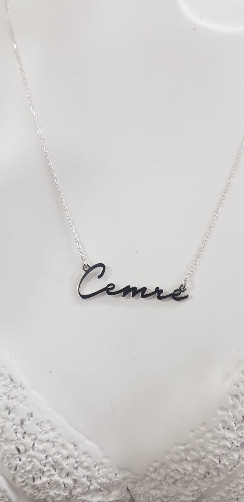 Cemre Yazılı Isim Kolye 925 Ayar Gümüş  Sevgiliye • Eşe • Anneye Hediye Kolye