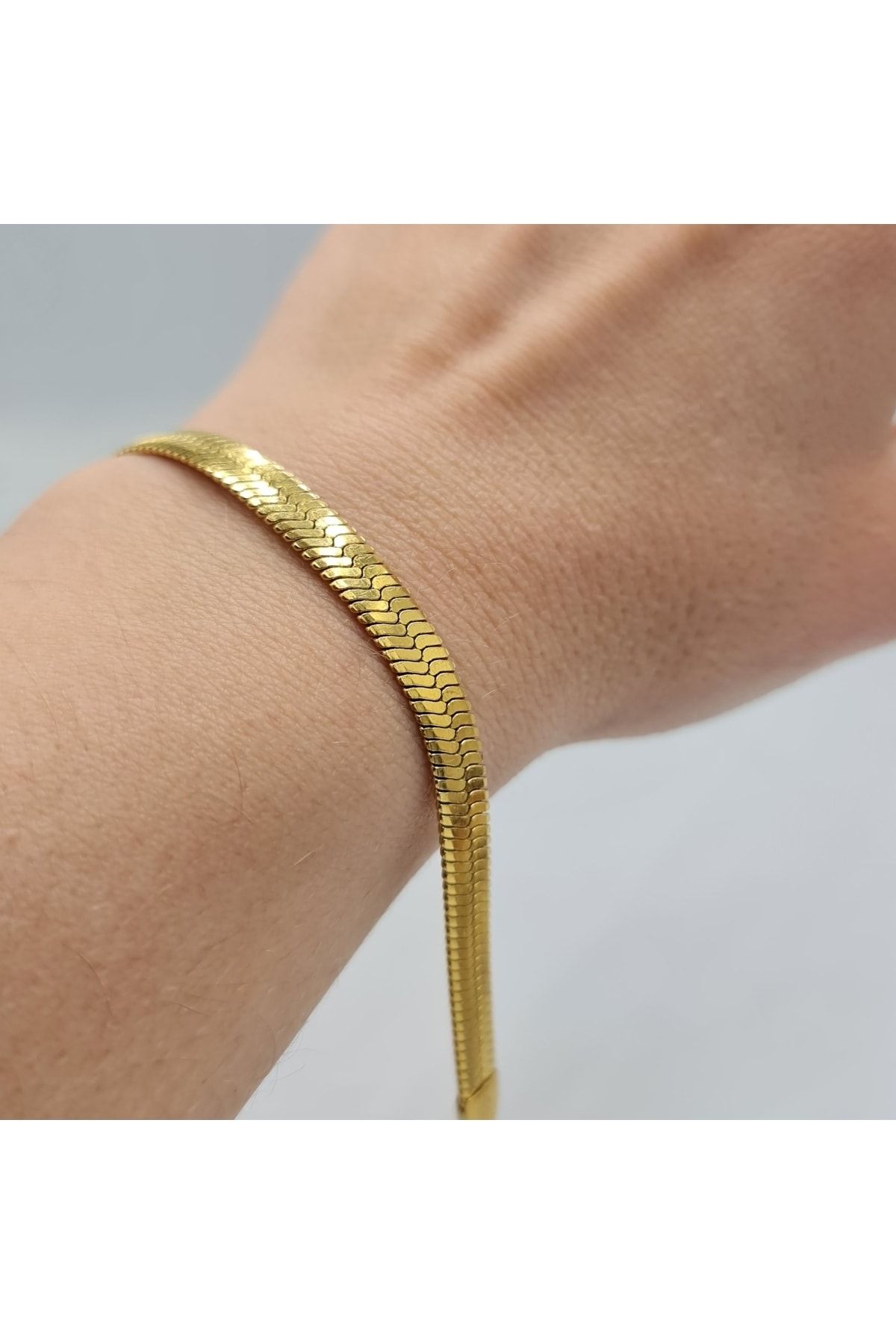 Vog Unisex Vip Özel Seri Italyan Çelik Altın Kaplama Kalın Ezme Bileklik