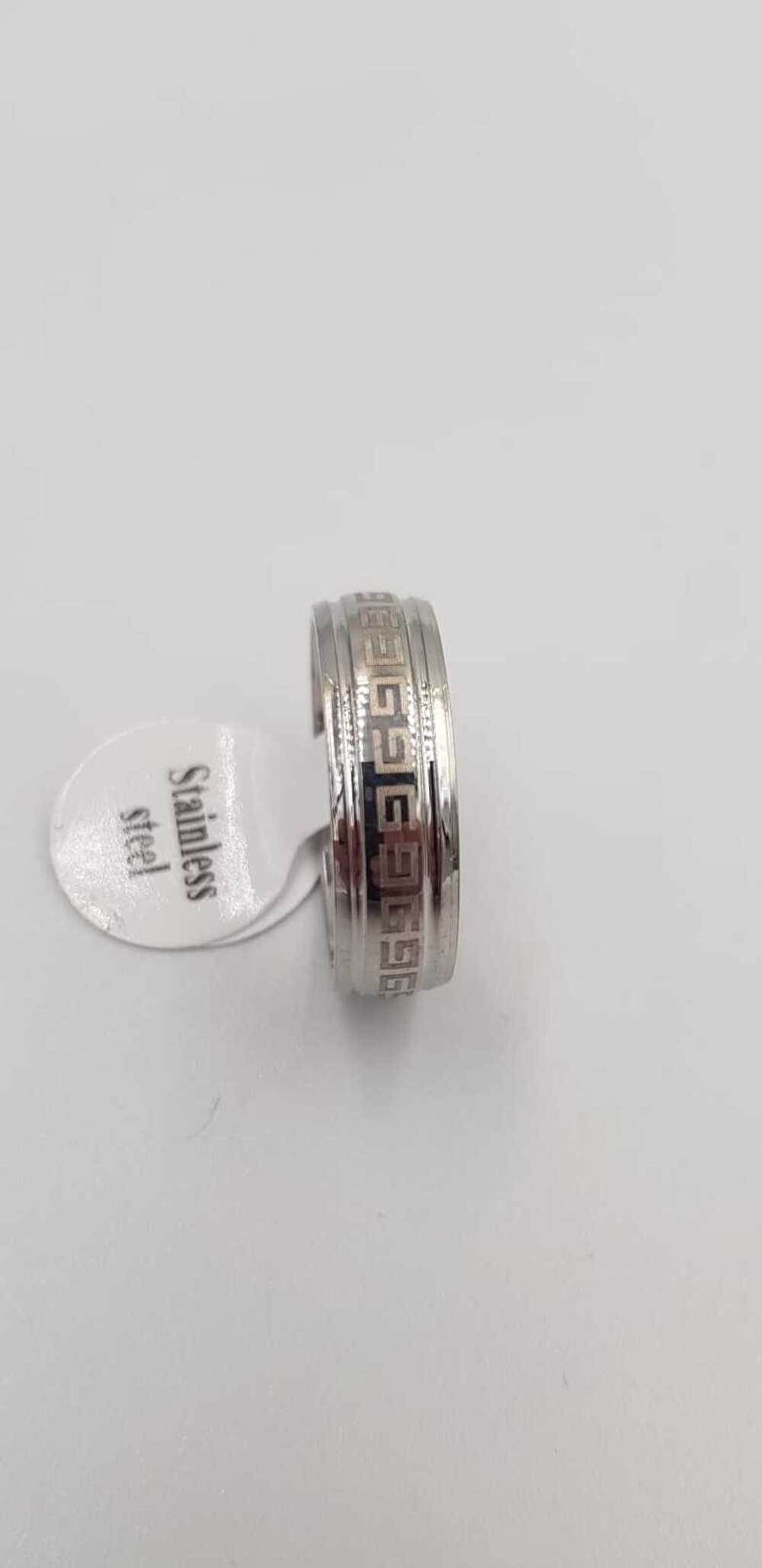 Vog Kişiye Özel 1. Sınıf Vip Çelik 6Mm Greek Desen Model Unisex Çelik Alyans