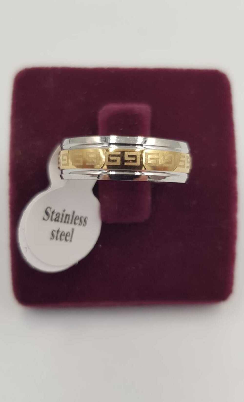 Vog Kişiye Özel 1. Sınıf Vip Çelik 6Mm Greek Desen Model Unisex Çift Renk Çelik Alyans