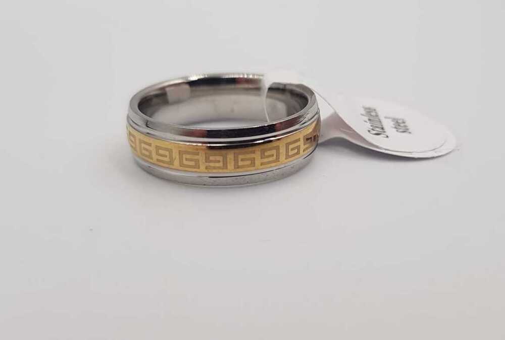 Vog Kişiye Özel 1. Sınıf Vip Çelik 6Mm Greek Desen Model Unisex Çift Renk Çelik Alyans