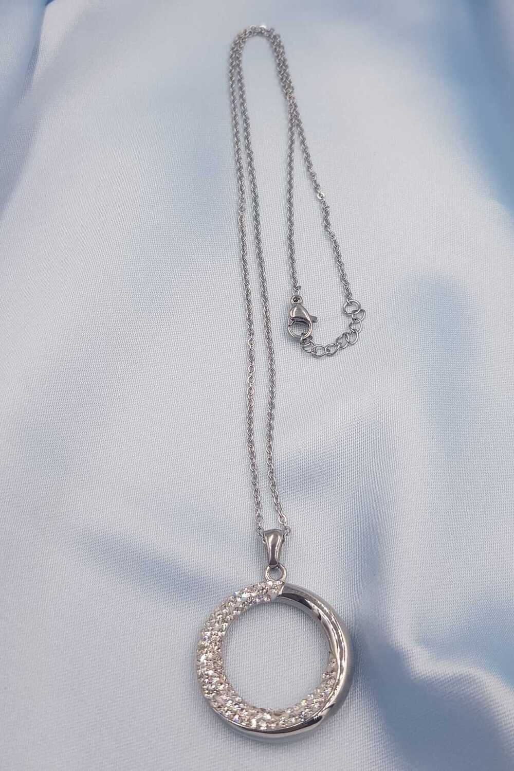 Vog Çelik  Swarovski Model Şık Tasarım Taşlı Halka Dizayn Sevgiliye,Anneye,Arkadaşa Hediye Kolye