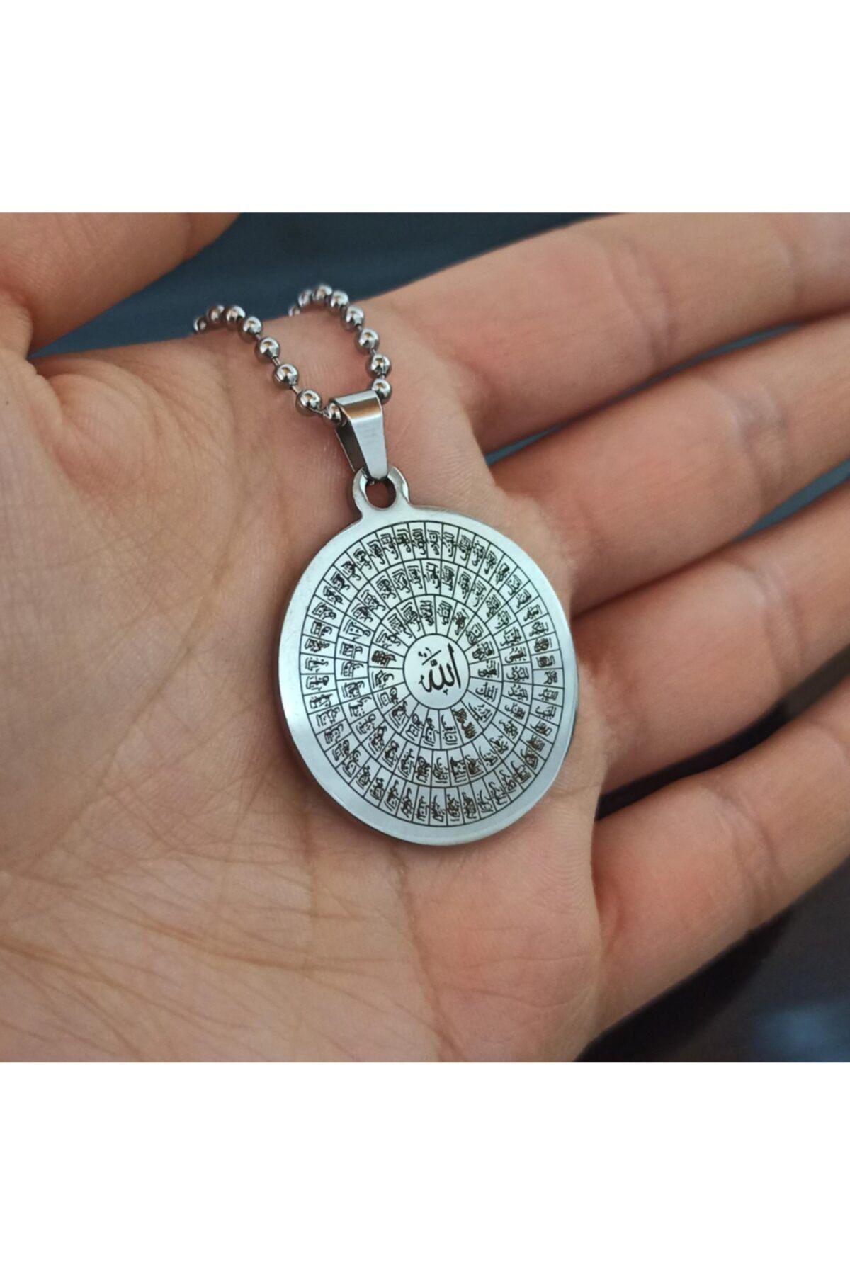 Vog Esmaül Hüsna Bayan Erkek Çelik Kolye Top Zincir