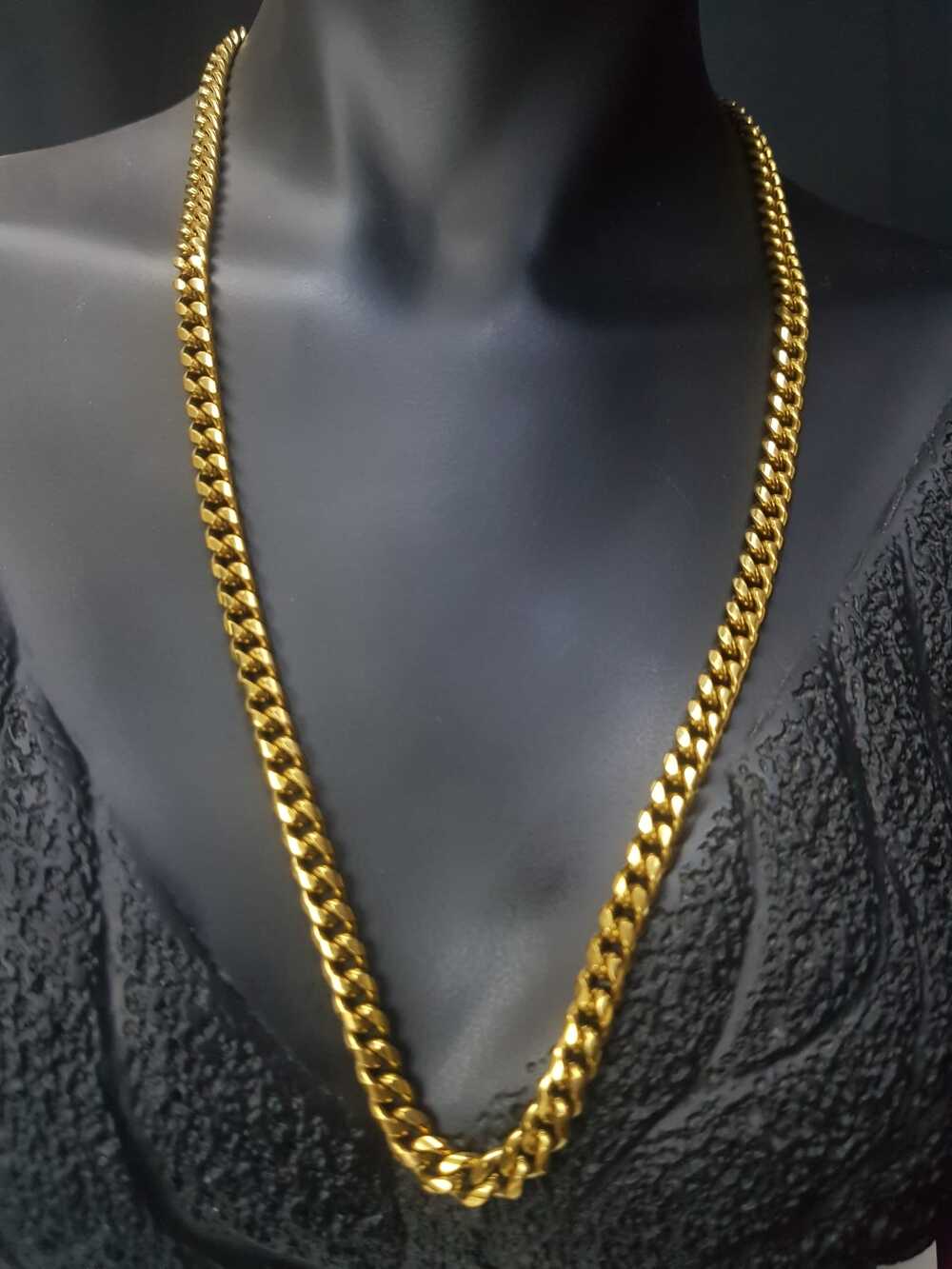 Vog Unisex Vip Çelik Altın Görünümlü 5 Mm Gürmet Model Zincir Kolye