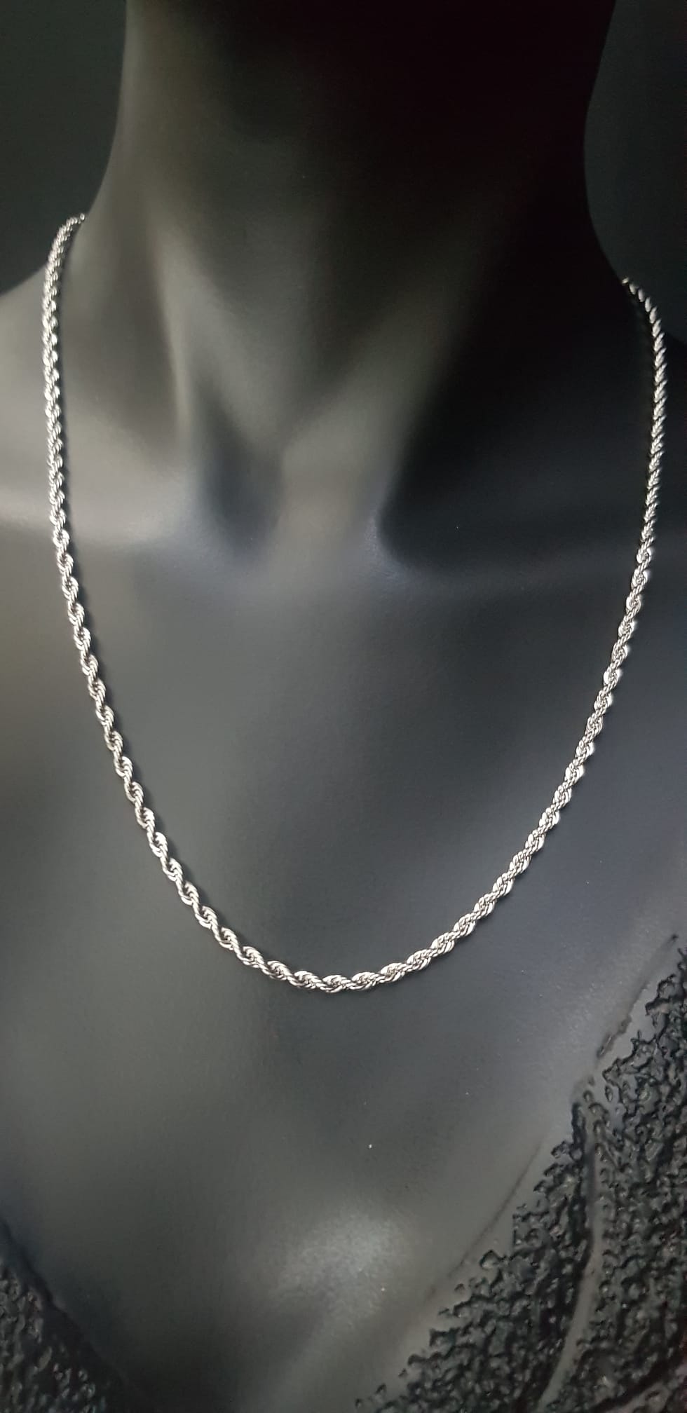 Vog Unisex Vip 2.5 Mm Paslanmaz Çelik Burgu Halat Beyaz Renk  Kolye