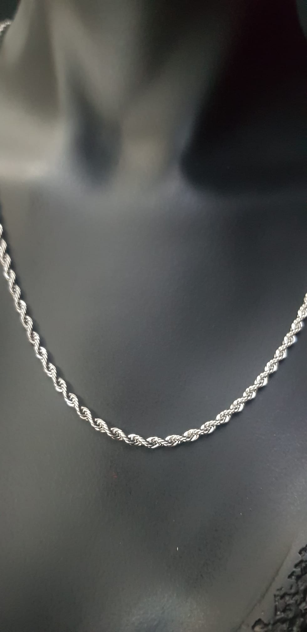 Vog Unisex Vip 2.5 Mm Paslanmaz Çelik Burgu Halat Beyaz Renk  Kolye