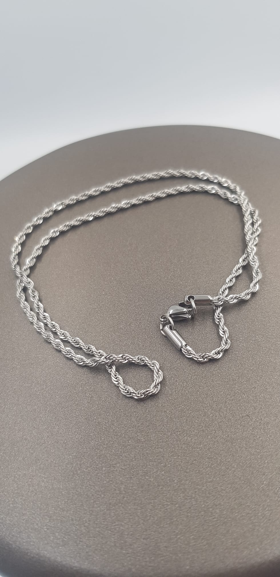 Vog Unisex Vip 2.5 Mm Paslanmaz Çelik Burgu Halat Beyaz Renk  Kolye