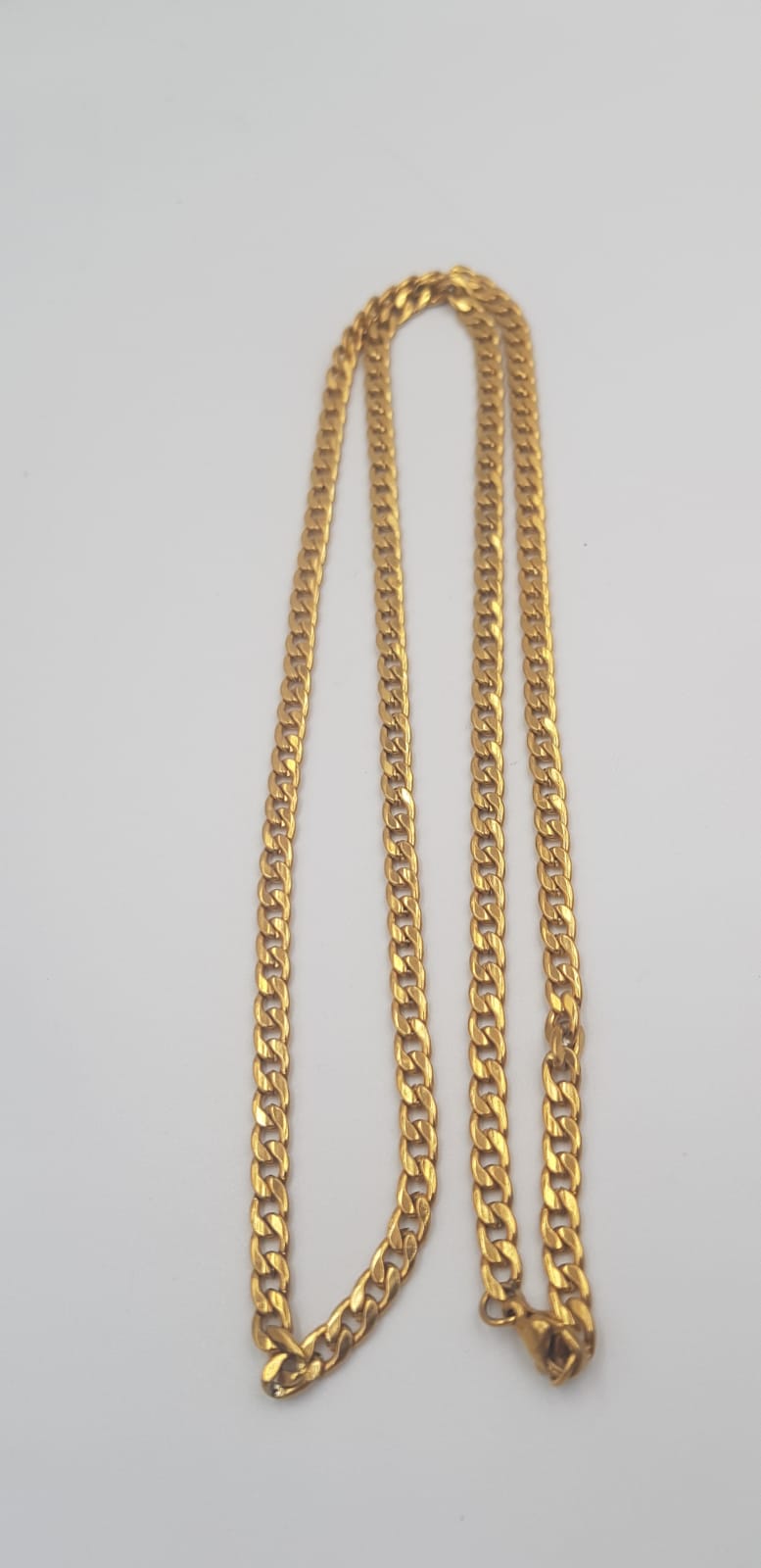 Vog Unisex Vip Çelik Altın Görünümlü 4 Mm Gürmet Model Zincir Kolye