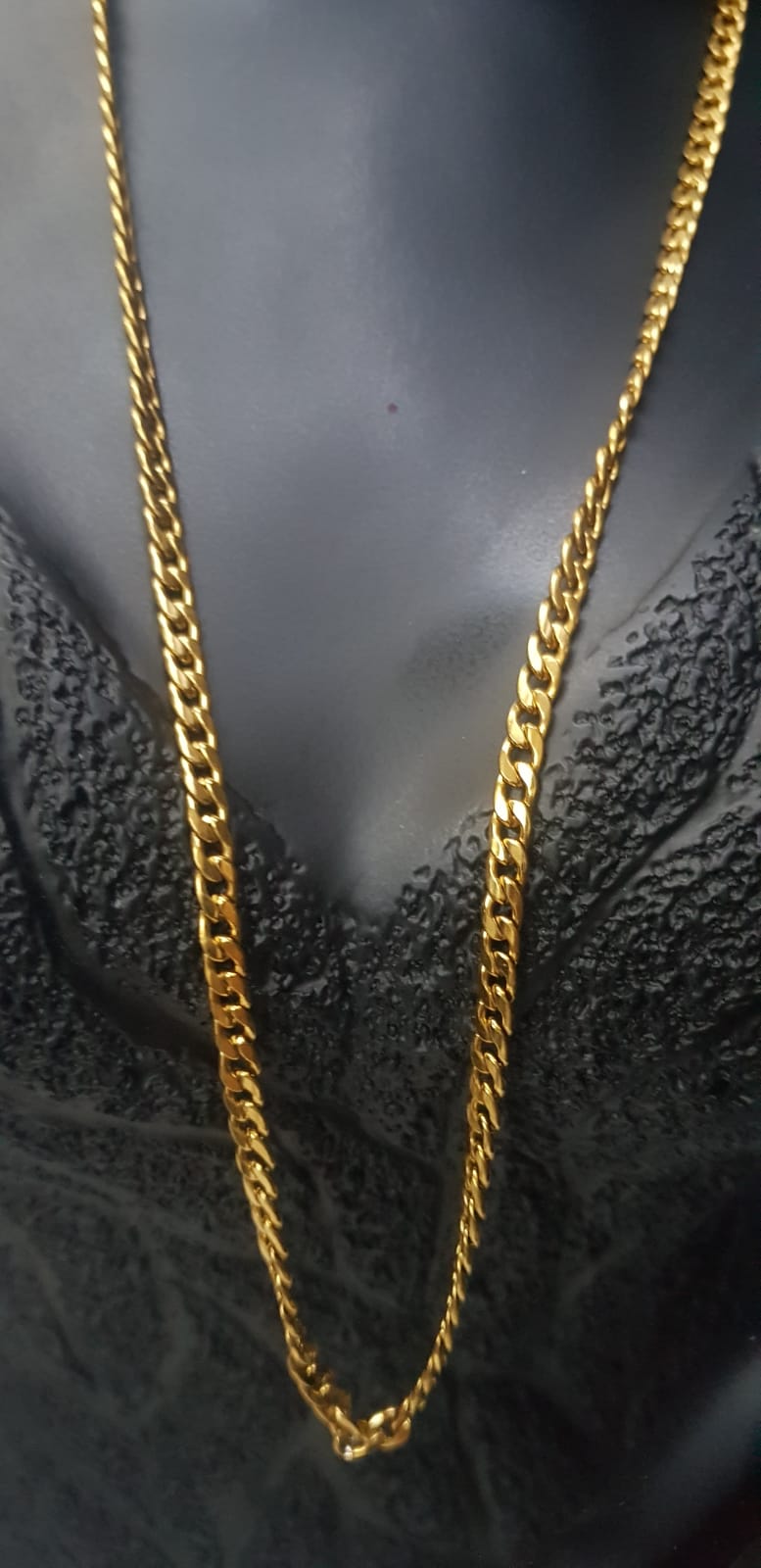 Vog Unisex Vip Çelik Altın Görünümlü 4 Mm Gürmet Model Zincir Kolye