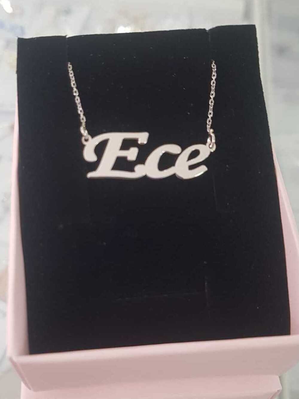  Ece Yazılı İsim Kolye Kişiye Özel Tasarım Gümüş Sevgiliye • Eşe • Anneye • Arkadaşa  Kolye