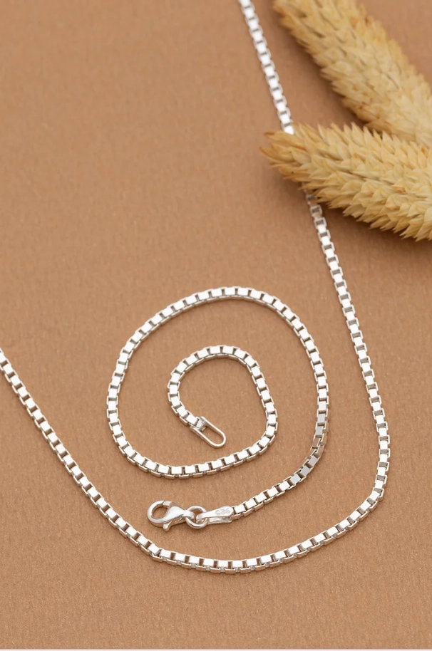 2 mm Küp Zincir Bileklik Set Gümüş • Sevgiliye • Eşe • Babaya • Kolye Bileklik