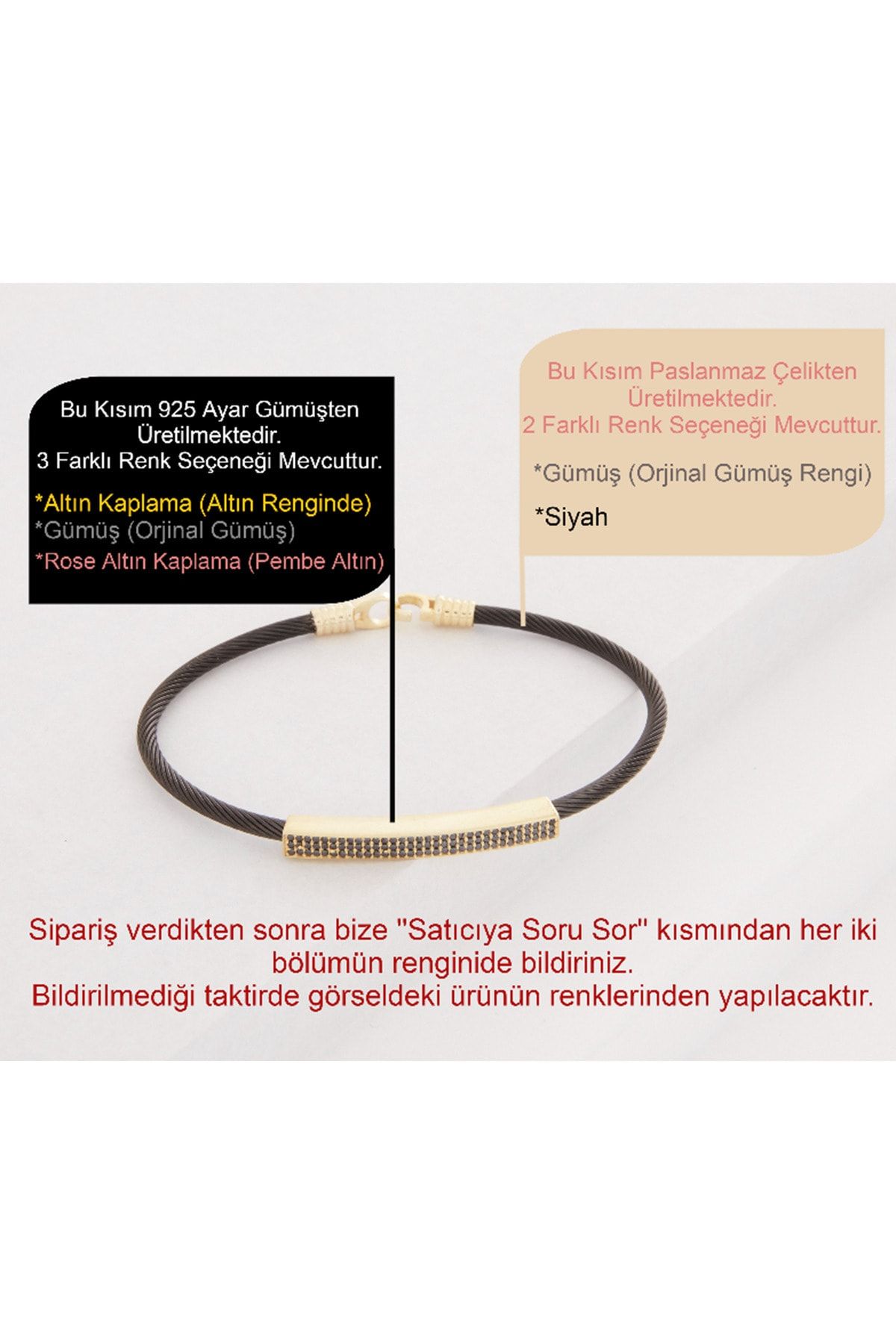 Vog Siyah Çelik V Sarı Gümüş Oniks Taşlı Hediyelik Sevigilye,Babaya,Arkadaşa Şık Tasarım Bileklik