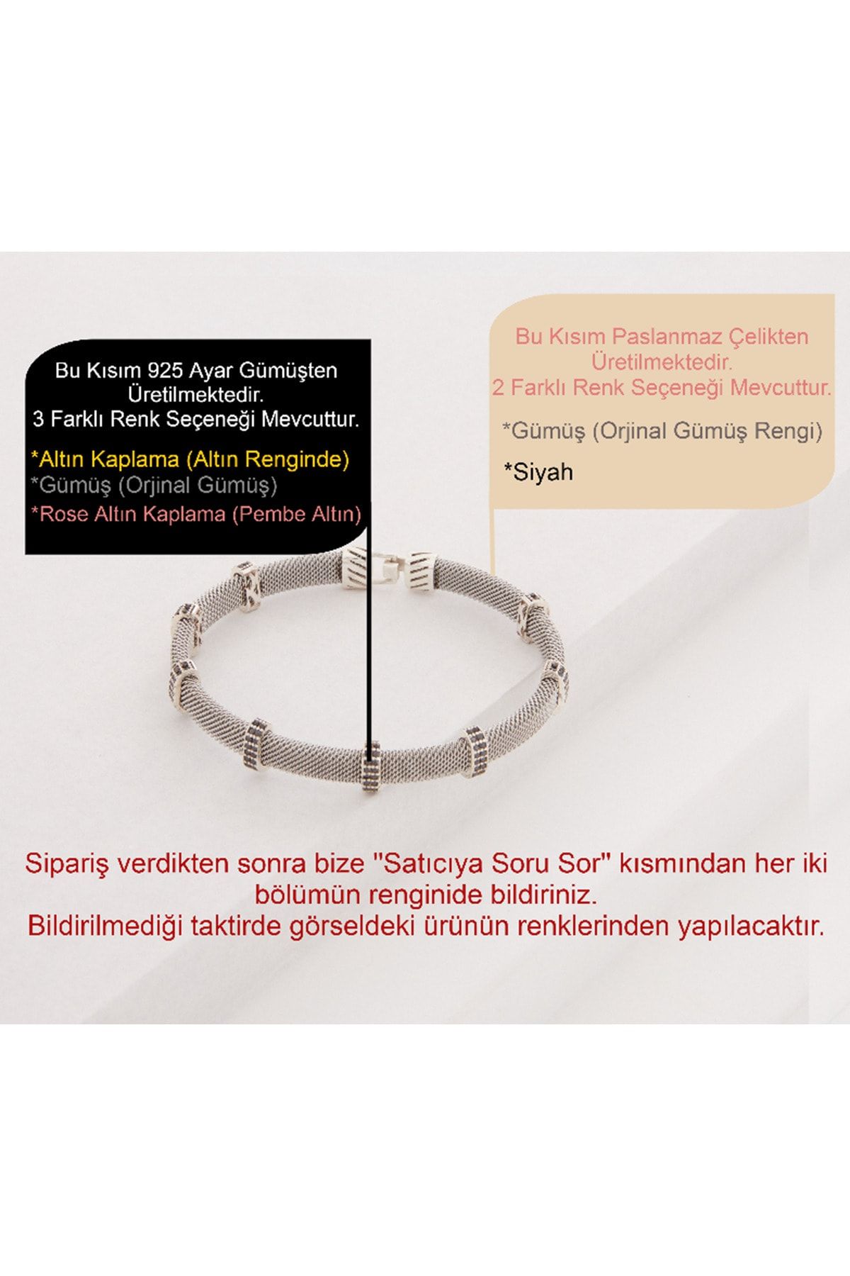 Vog Beyaz Esnek Çelik V Beyaz Gümüş Oniks Taşlı Hediyelik Sevgiliye,Babaya,Arkadaşa Bileklik