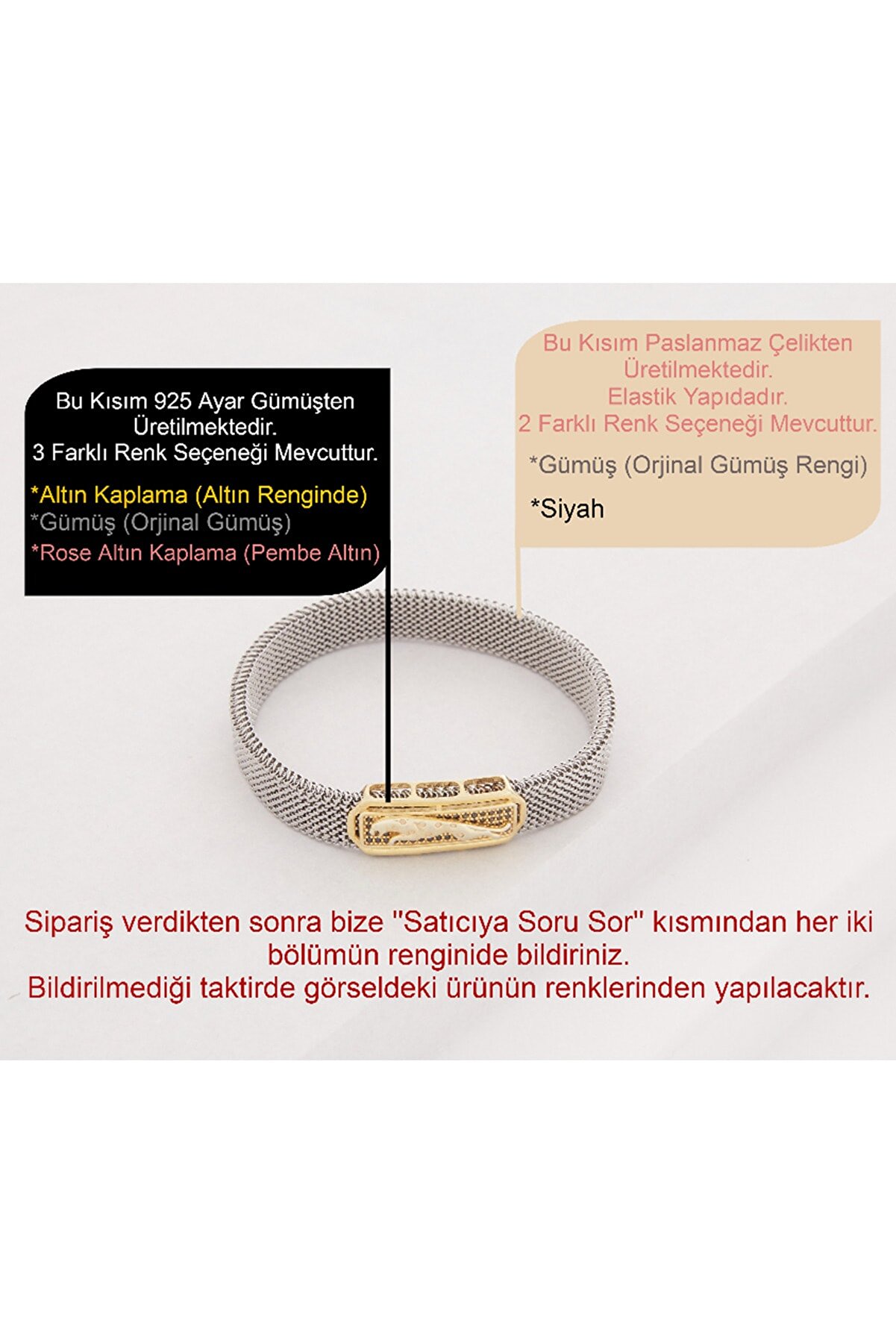 Vog Beyaz Esnek Çelik V Sarı Gümüş Jaguar Dizayn Hediyelik Sevgiliye,Babaya,Arkadaşa Bileklik
