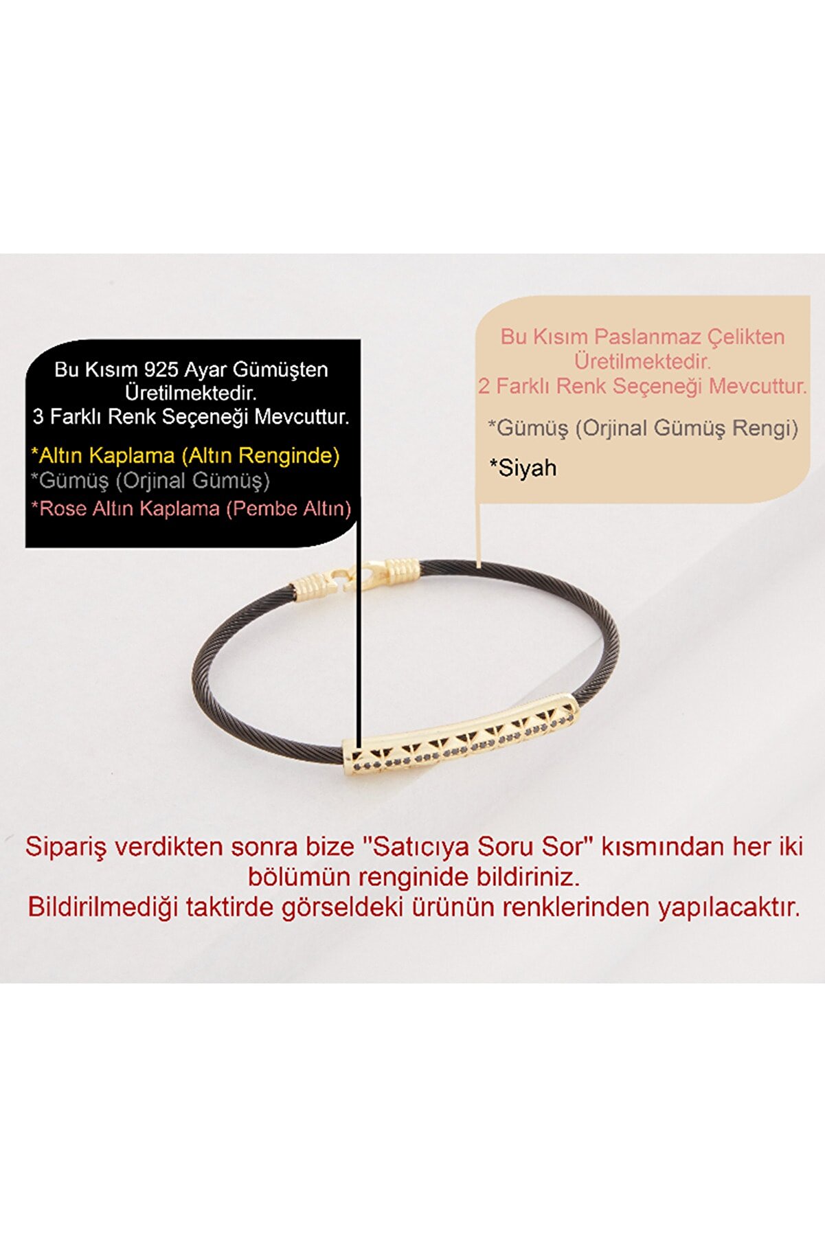 Vog Siyah Çelik Erkek Bileklik - Sevigilye,Babaya,Arkadaşa Tasarım Gümüş ve Çelik Erkek Bileklik