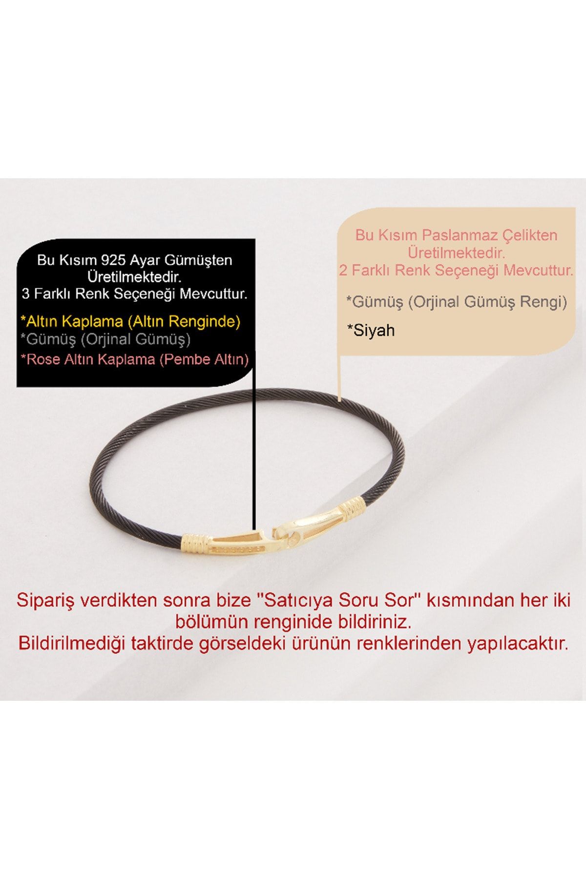 Vog Siyah Çelik V Sarı Gümüş Lades Model Hediyelik Sevigilye,Babaya,Arkadaşa Şık Tasarım Bileklik