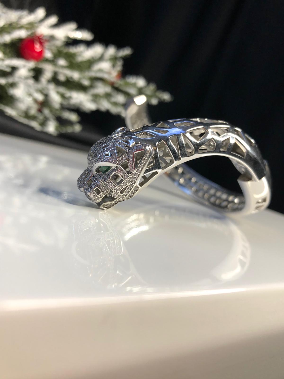 Cartier’s Tasarım Jaguar Panter İtalyan 925 Ayar Gümüş • Sevgiliye • Eşe • Anneye Bileklik