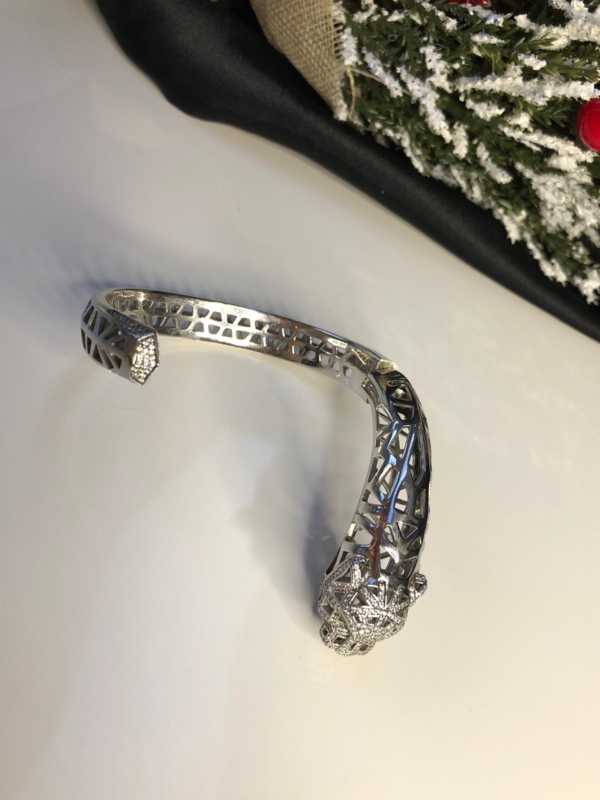 Cartier’s Tasarım Jaguar Panter İtalyan 925 Ayar Gümüş • Sevgiliye • Eşe • Anneye Bileklik