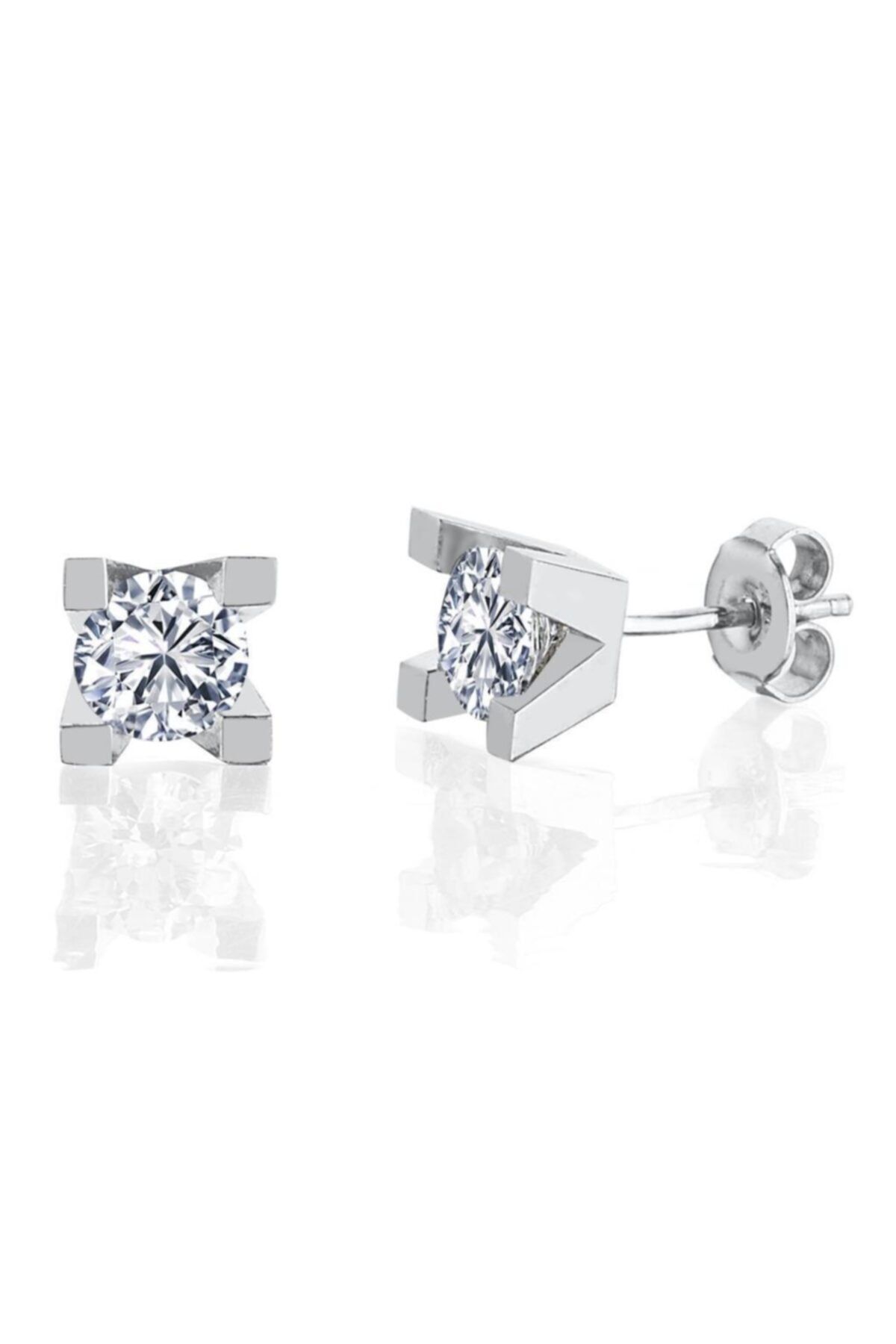 Vog 1.50 Karat Zirconia Benzersiz Zerafet Tektaş 925 Ayar Gümüş Küpe 