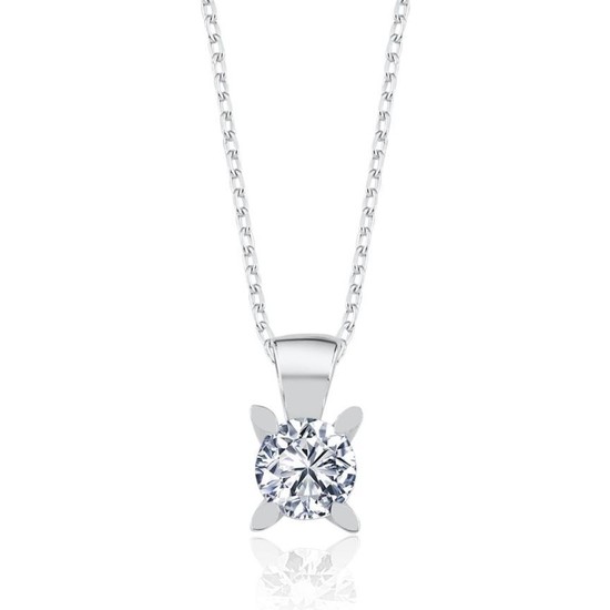 Vog 0.75 Karat Effective Diamond Markiz Esinti Tektaş 925 Ayar Gümüş Kolye