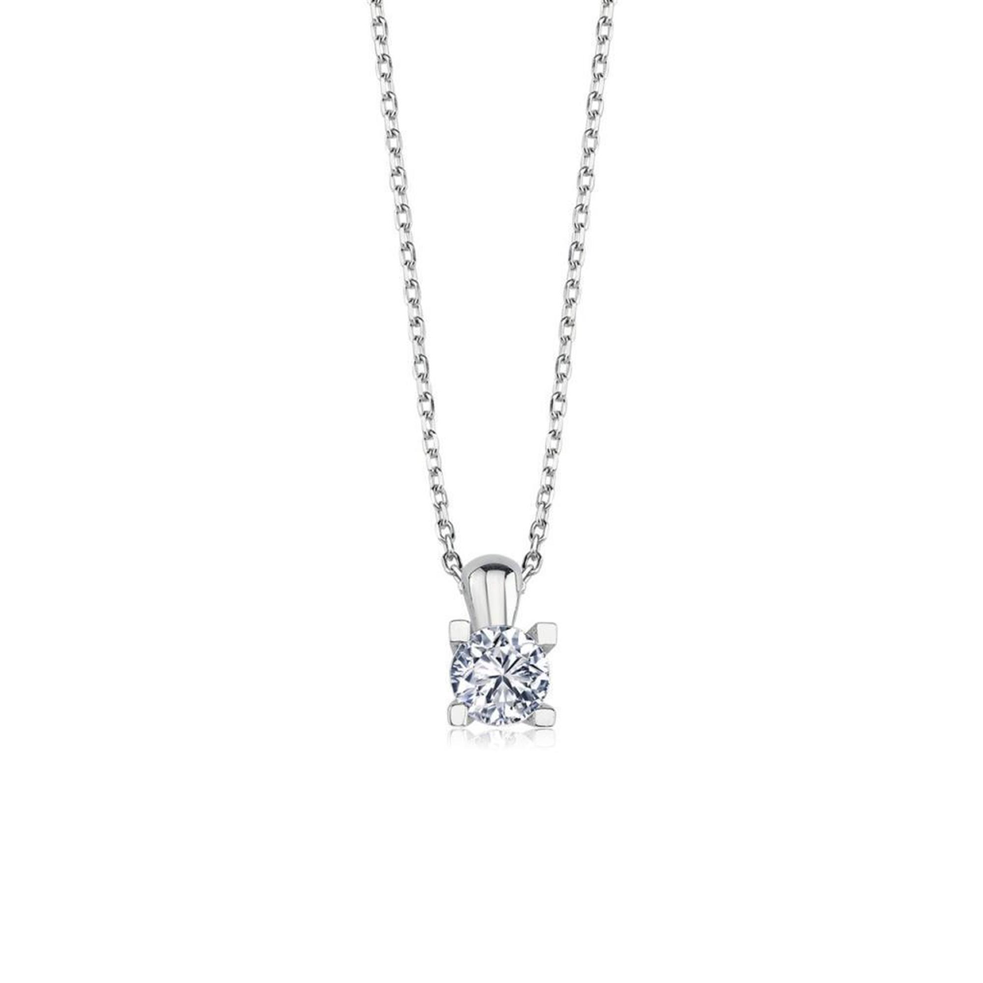 Vog Zirconia Taşlı V Model Tektaş 925 Ayar Gümüş Kolye