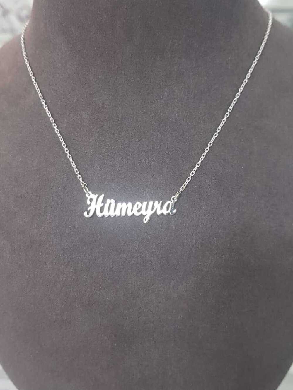 Vog Kişiye Özel Tasarım Hümeyra Yazılı Isim Kolye 925 Ayar Gümüş Sevgiliye,Anneye,Arkadaşa Kolye