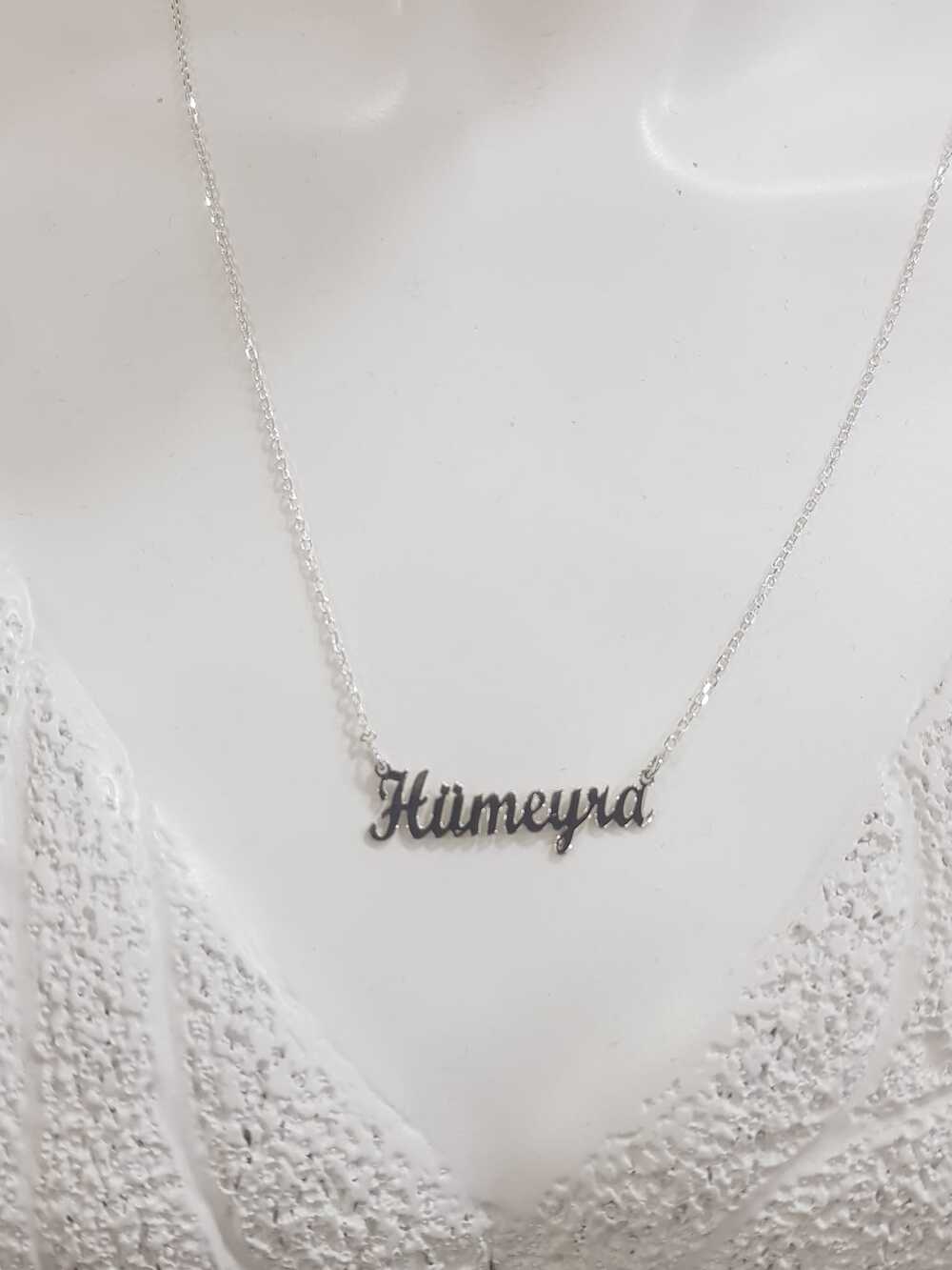 Vog Kişiye Özel Tasarım Hümeyra Yazılı Isim Kolye 925 Ayar Gümüş Sevgiliye,Anneye,Arkadaşa Kolye