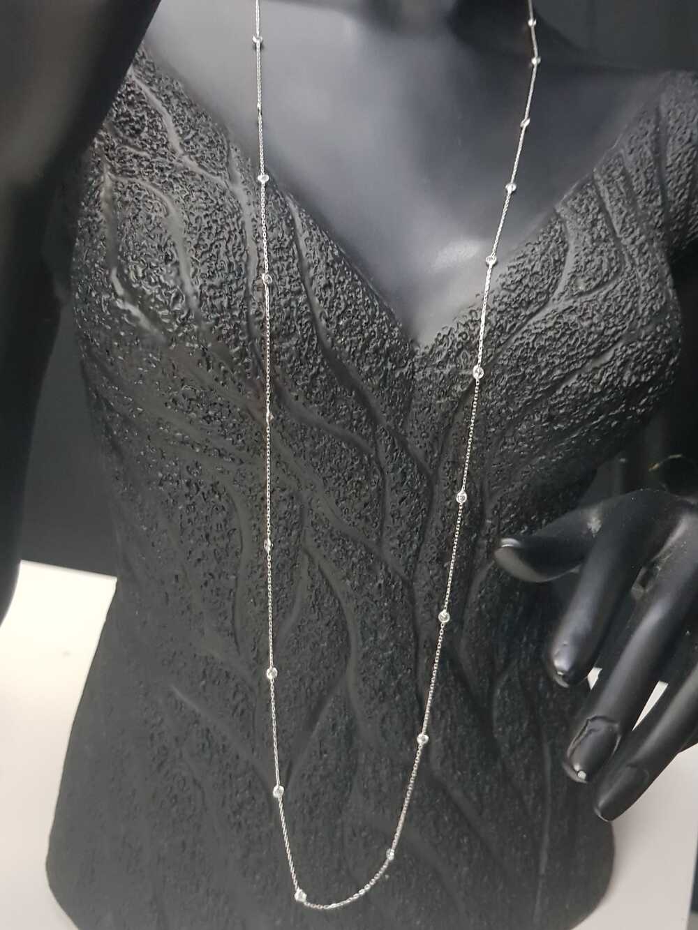 Vog Zirconia Ufak Taşlı Uzun Boy 90 Cm Beyaz Renk 925 Ayar Gümüş Sevgiliye,Anneye,Arkadaşa Kolye