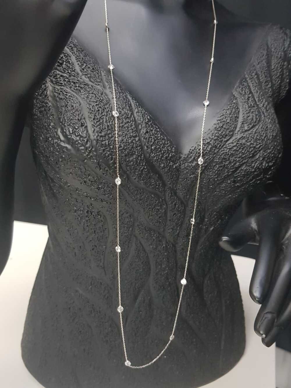 Vog Zirconia Büyük Taşlı Uzun Boy 90 Cm Beyaz Renk 925 Ayar Gümüş Sevgiliye,Anneye,Arkadaşa Kolye