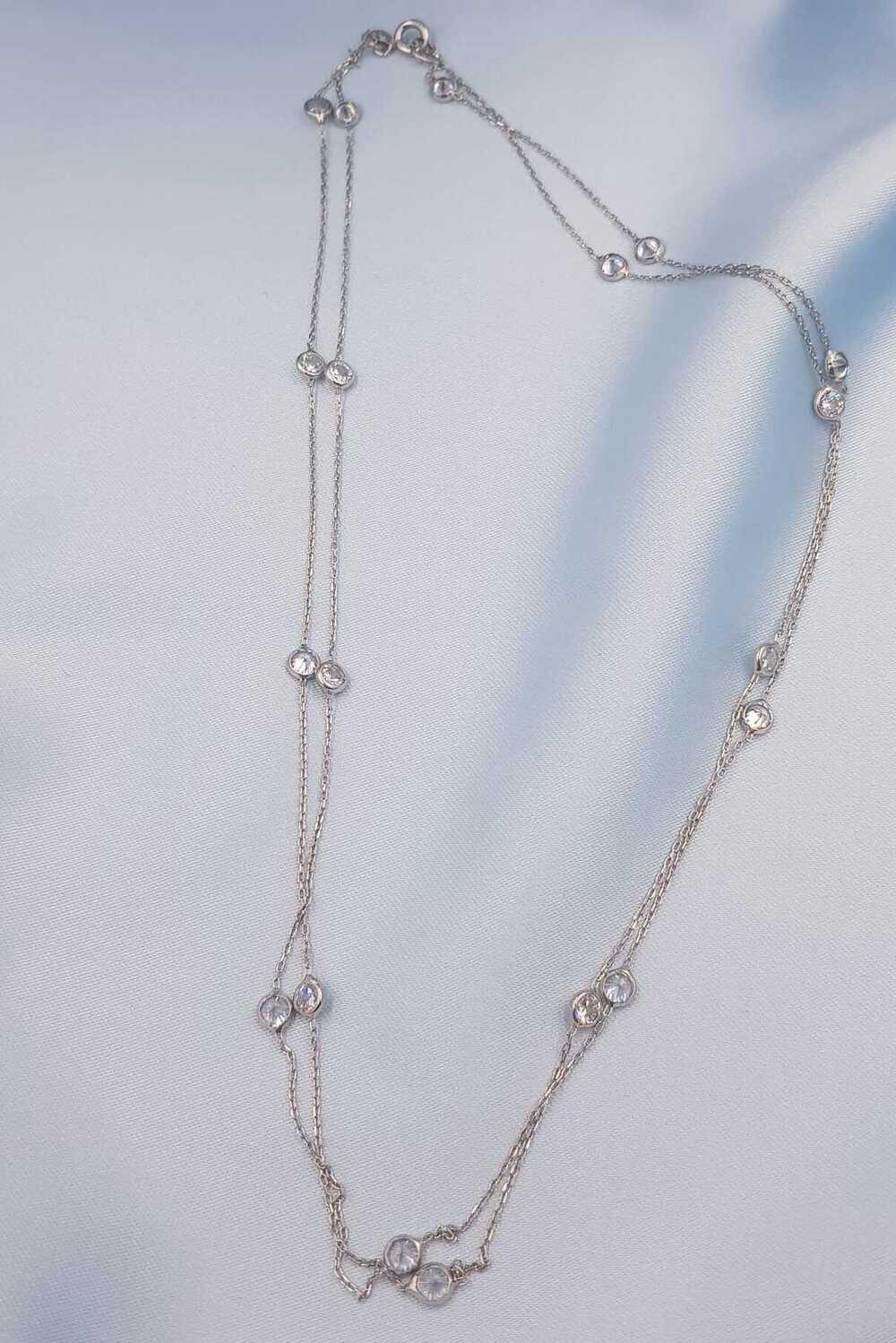 Vog Zirconia Büyük Taşlı Uzun Boy 90 Cm Beyaz Renk 925 Ayar Gümüş Sevgiliye,Anneye,Arkadaşa Kolye