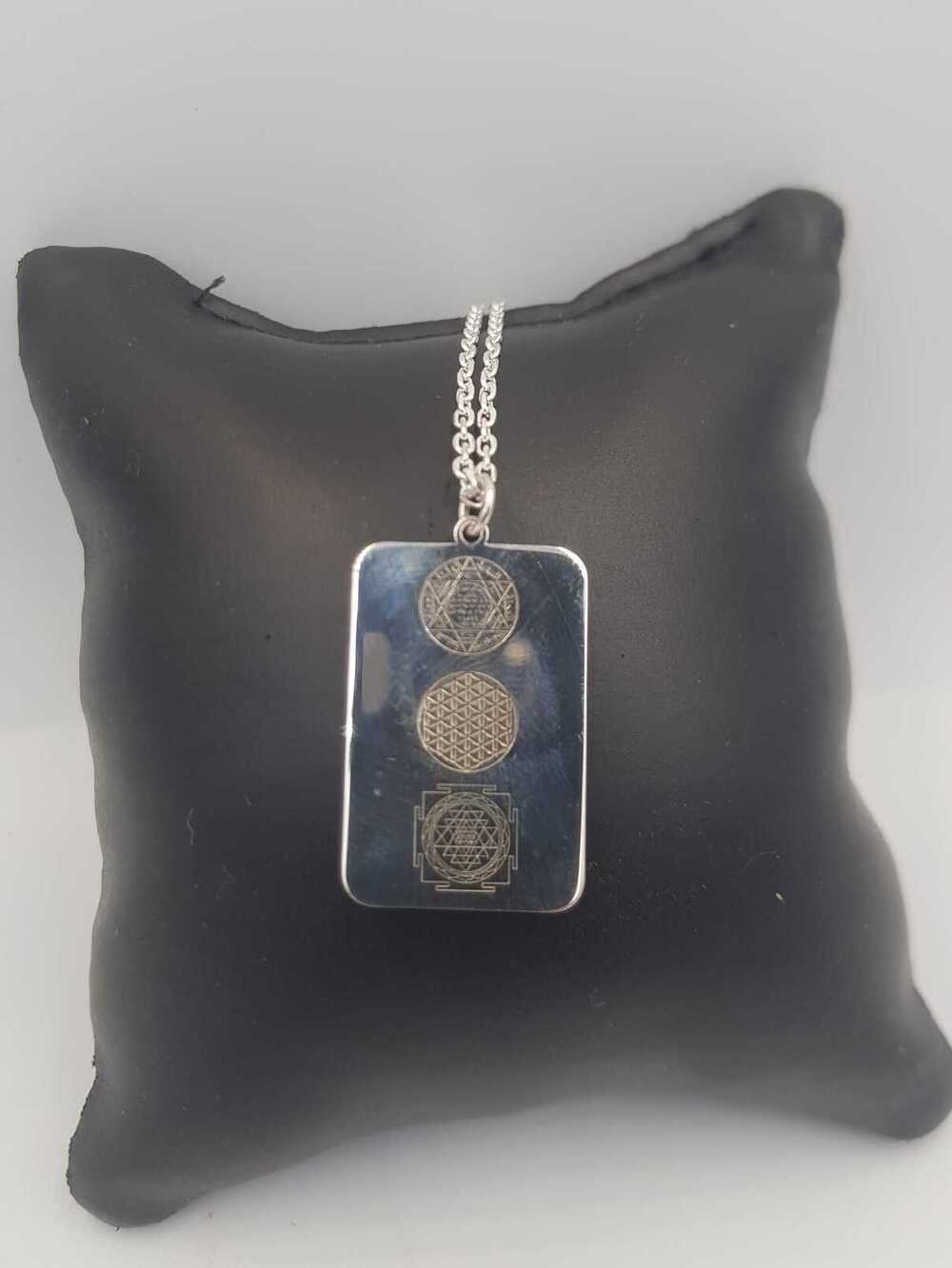 Hz.Süleymanın Mührü,Yaşam Çiçeği V Sri Yantra 925 Ayar Gümüş Mucize Sayılar Kolyesi